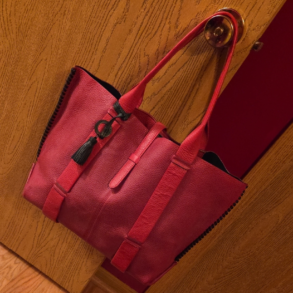 Badgley Mischka Red Leather Tote